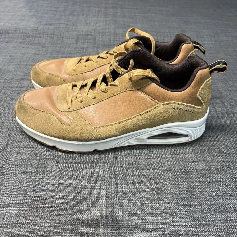 Skechers Men's Uno Stacre Whiskey Tan Suede Shoes Sneakers SN 52468 Size 12